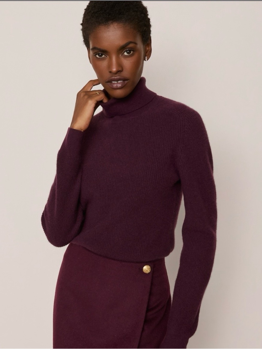 Ann Taylor Cashmere Plum Turtleneck Sweater